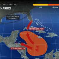 <p>A look at the potential new tropical system and the two potential paths it may take.</p>