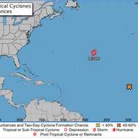 <p>In addition to Tropical Storm Leslie, there's another potential area for development is several hundred miles from the Cabo Verde Islands in West Africa (marked with an X).</p>