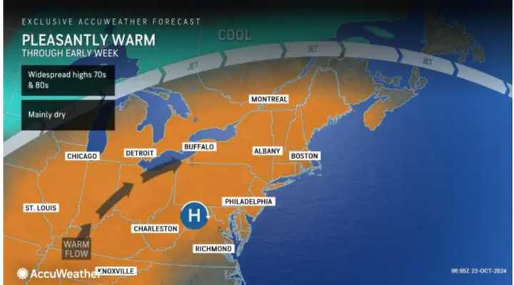 Temperatures on Tuesday, Oct. 22, and Wednesday, Oct. 23, will be in the 70s, with the mercury hitting 80 degrees in some spots on Tuesday.