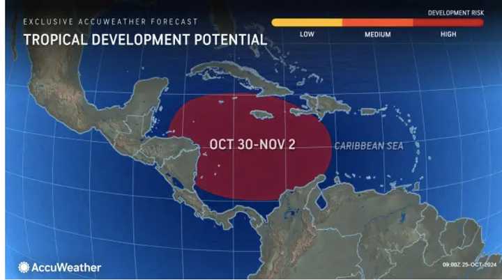 Development could come between Wednesday, Oct. 30, and Friday, Nov. 1.
  
