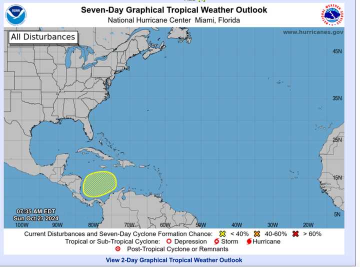 A look at the broad area of low pressure likely to develop over the southwest Caribbean Sea and then track north.