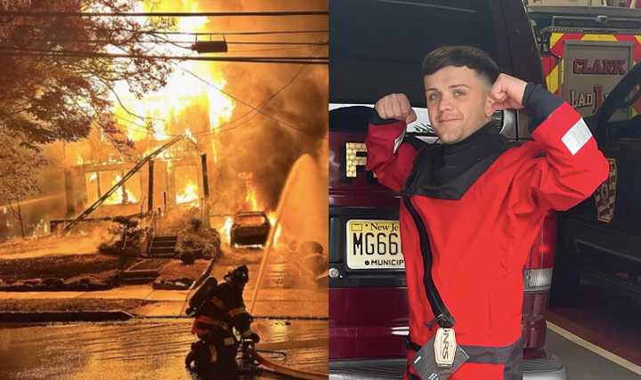 Thomas "Tommy" Sweeney (pictured in his water rescue gear) saved an elderly woman from a burning home in Short Hills.