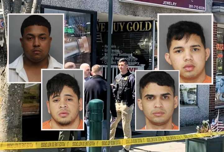 Four suspects arrested in Maywood jewelry store heist:&nbsp;Yeison Amarante Bolivar, Requena Yerena, Rivas-Alverado, and Aguilera.