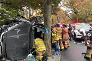 Driver Freed From Flipped Car On Busy Westchester Road