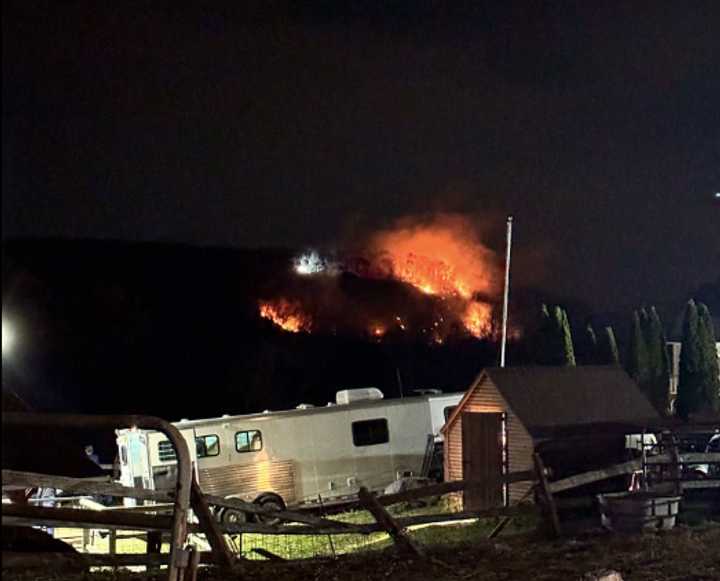 A fire burns in the area of Notch Road in Rockaway Twp. Halloween Night.