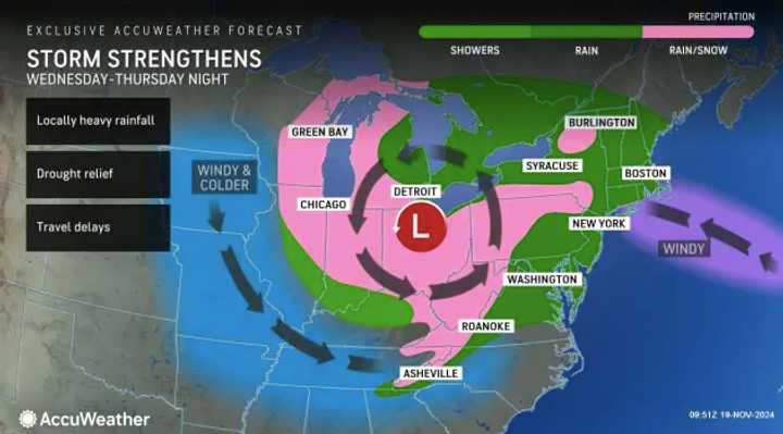 AccuWeather map for Wednesday, Nov. 20 and Thursday, Nov. 21.