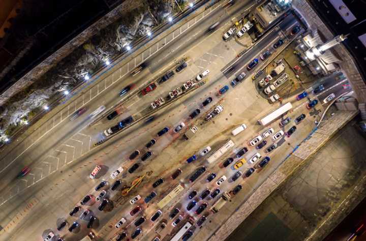 Birds eye view of the Lincoln Tunnel.