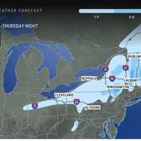 <p>Areas shown in the darker shade of blue could see up to a foot of snowfall, with between an inch and a half-foot possible in the other locations in lighter blue.
  
</p>