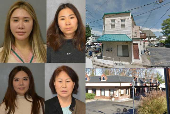 Four people were arrested at two Passaic County spas on prostitution charges.