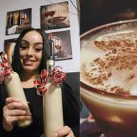 <p>Glendy Garcia makes Coquito for friends and family every holiday season. Right, a file photo of the popular holiday drink.</p>