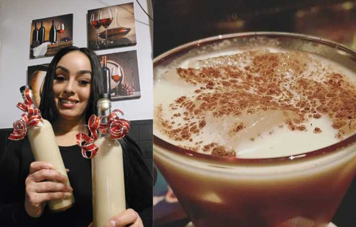 Glendy Garcia makes Coquito for friends and family every holiday season. Right, a file photo of the popular holiday drink.