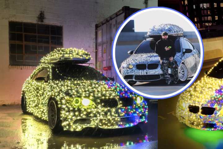 This Christmas Light-Wrapped BMW Is Driving Bergen County Barber's Important Mission