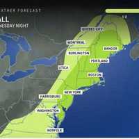 <p>There will be widespread rainfall of 1 to 2 inches from the storm, with 2 to 4 inches in the areas indicated by the darker shade of green.
  
</p>