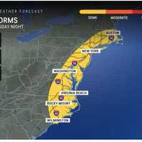 <p>A look at the broad area the storm will sweep up the East Coast.</p>