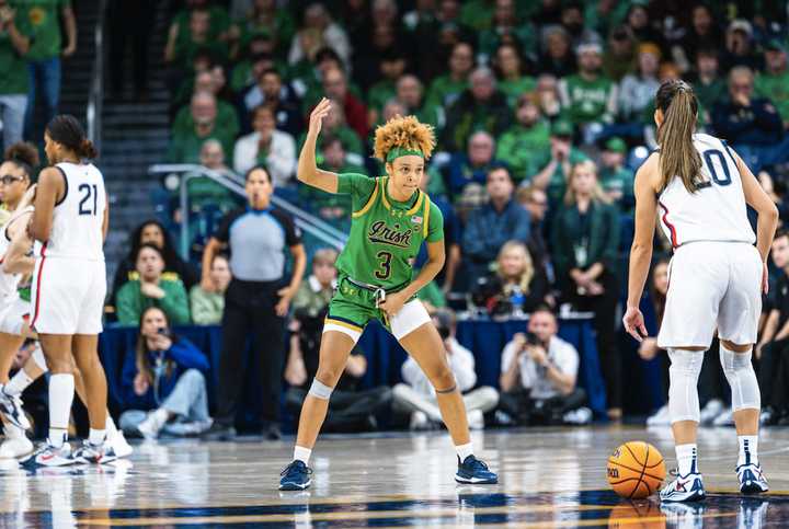 Hannah Hidalgo led the Fighting Irish in bringing No. 2 UConn down on Thursday, Dec. 12.