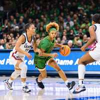 <p>Hannah Hidalgo led the Fighting Irish in bringing No. 2 UConn down on Thursday, Dec. 12.</p>