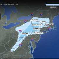 <p>Areas shown in the darker shade of blue could see up to 3 inches of snowfall and icy conditions from the system.</p>