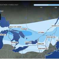 <p>A widespread 1 to 3 inches of snow is expected in areas shown in the lightest shade of blue, with 3 to 6 inches predicted for parts of upstate New York and northern New England.
  
</p>