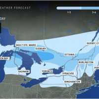 <p>A widespread 1 to 3 inches of snow is expected in areas shown in the lightest shade of blue, with 3 to 6 inches predicted for parts of upstate New York and northern New England.</p>