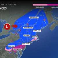 <p>Areas where a wintry mix is leading to slippery travel throughout the Northeast on Christmas Eve on Tuesday, Dec. 24.</p>