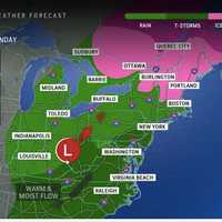 <p>A look at precipitation expected from a new system starting Saturday night, Dec. 28.</p>