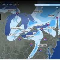 <p>Projected snowfall totals: 1 to 3 inches in the lightest shade of blue with 3 to 6 inches in the next darkest shade. Locations in the darkest shade could see 6 to 12 inches.
  
</p>