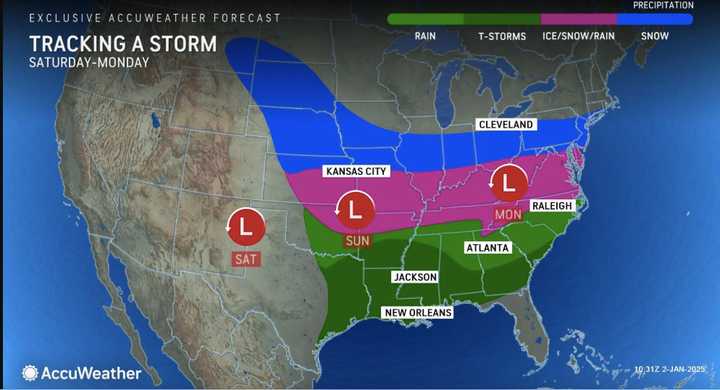 Major hubs in the storm's zone for potential snow and ice include New York City, Philadelphia, Pittsburgh, and Baltimore.
  
