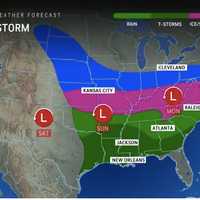 <p>Major hubs in the storm's zone for potential snow and ice include New York City, Philadelphia, Pittsburgh, and Baltimore.
  
</p>