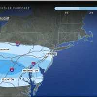 <p>Areas in the lightest shades of blue should see between 1 to 6 inches of snowfall, with half a foot to a foot in the area in the darkest blue shade.
  
</p>