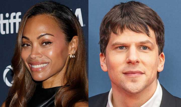 Zoe Saldana and Jesse Eisenberg.