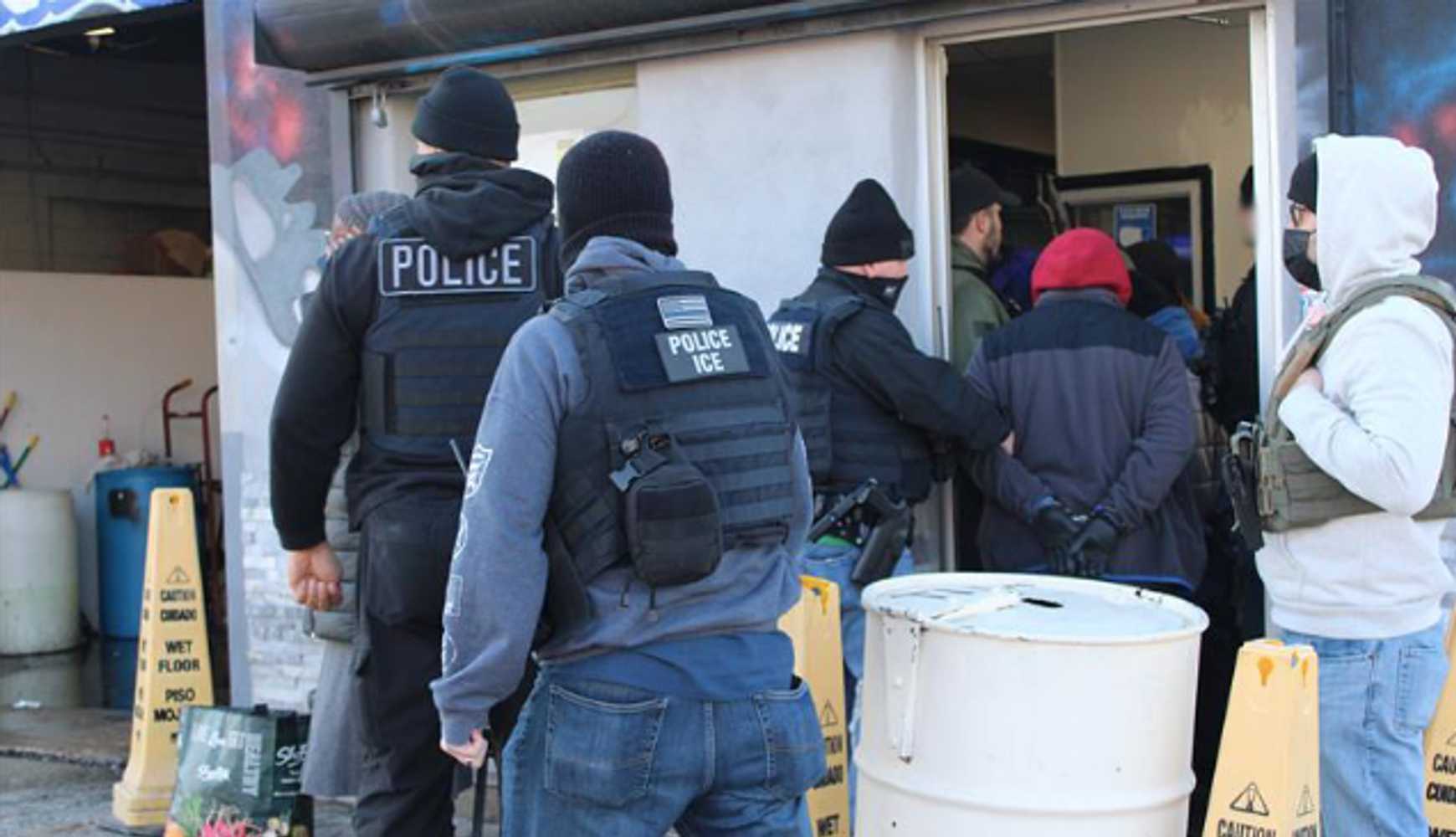 
Immigration and Customs Enforcement agents arresting a person in Philadelphia earlier in 2025.
