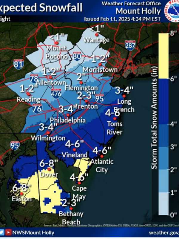 Ocean County Schools Delayed Due To Winter Storm Bringing Up To 8 Inches Of Snow