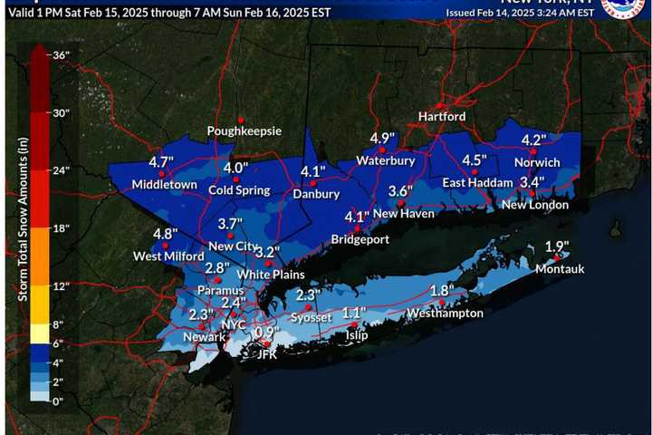 Snowfall Map: Here Are New Projections For Fairfield County AsWinter Storm Nears