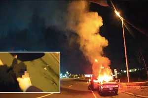 Video Shows Bridgewater Officer Pulling Unconscious Driver From Burning Vehicle On Route 22