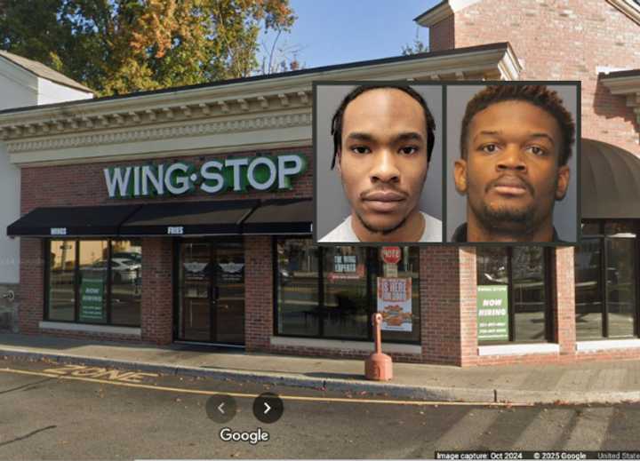 Travis Duncan (left) and Karl&nbsp;Larrieux were arrested in a Wingstop burglary in Rochelle Park, police said.