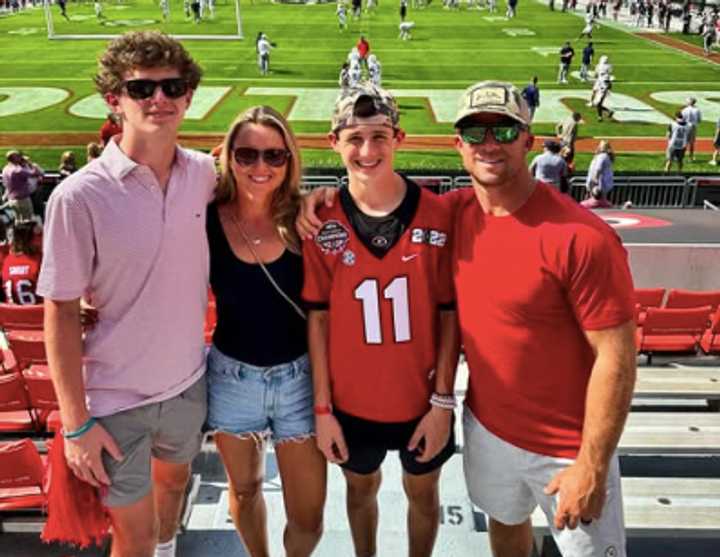 The Gardner family at a University of Georgia football game in the fall of 2024, with Miller in the No. 11 jersey.