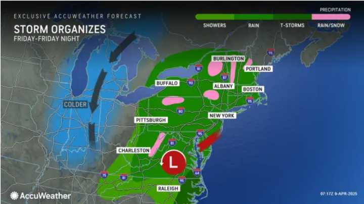 The system is on track to arrive along the East Coast on Friday, April 11.
  
