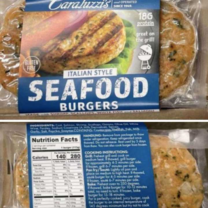Caraluzzi’s Markets, based in Bethel, announced a recall of its 8-ounce Italian Style Seafood Burgers due to the presence of undeclared egg, a known allergen. 
  
