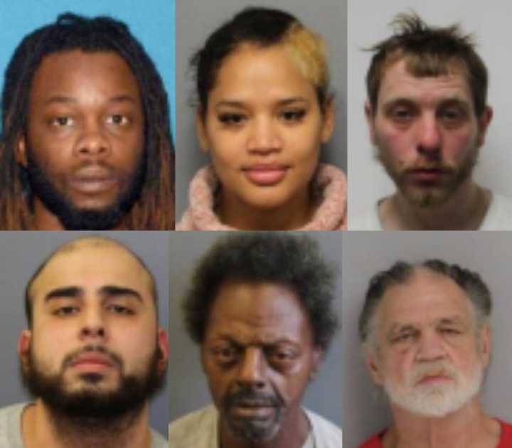 Six of the 13 fugitives. Authorities did not provide names for photos.
