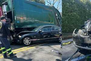 BMW Wedges Under Garbage Truck In New Milford Crash, One Hospitalized: Fire Officials