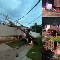 Tractor-Trailer Slams Poles, Building In Ridgefield Crash; Power Cut, 2 Hospitalized: FD