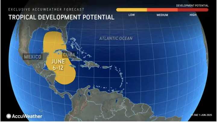 The potential for tropical development will last through Thursday, June 12.