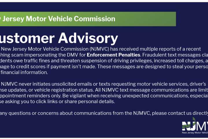 Thousands In NJ Hit With Fake Text Threatening License Suspension: Don't Fall For It