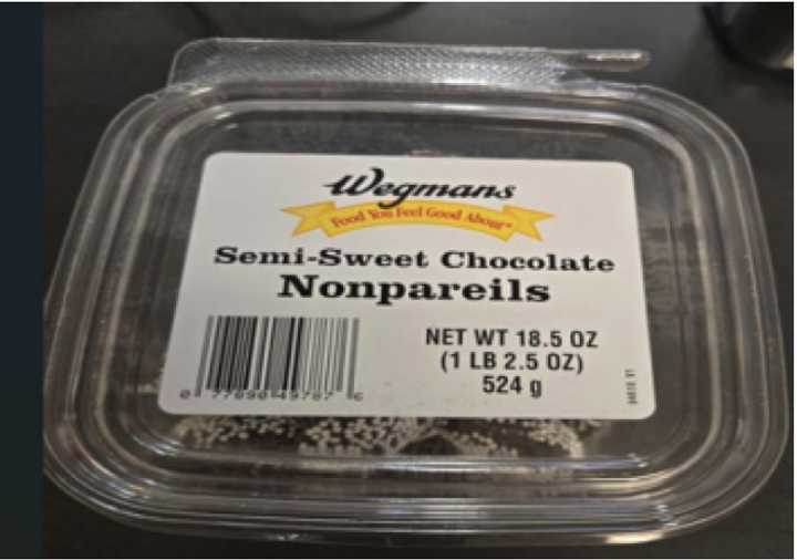 Wegmans Semi–Sweet Chocolate Nonpareils.