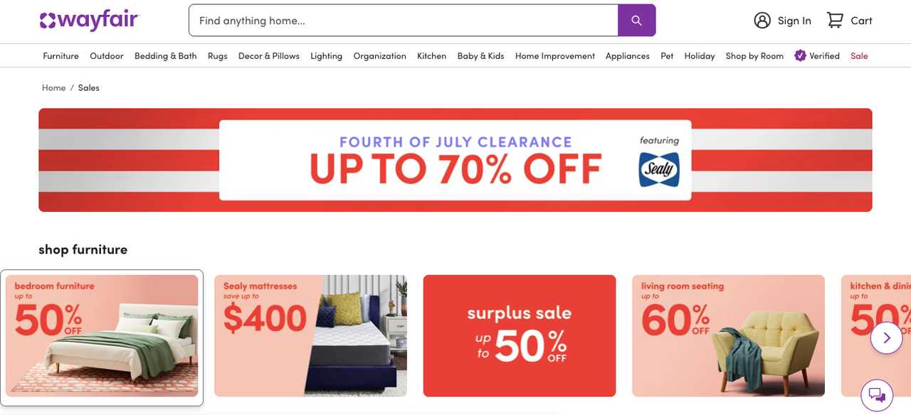 Wayfair's 4th Of July Sale Is On—Save Up To 70% Now