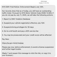 <p>The actual text of one of the scam phishing attempts.</p>