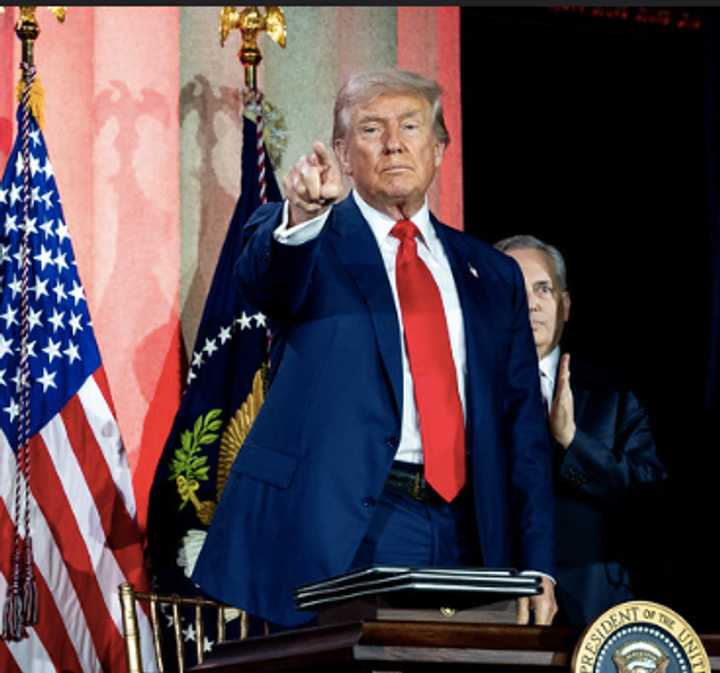 President Donald Trump signs Executive Orders at the White House AI Summit at Andrew W. Mellon Auditorium in Washington, DC, on Wednesday, July 23.&nbsp;