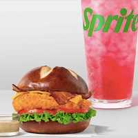 <p>Cherry Berry &amp; Sprite debuts alongside the Pretzel Cheddar Club Sandwich.</p>