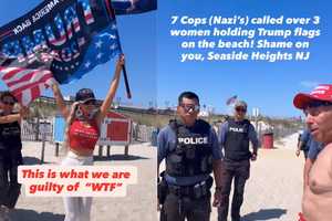 Trump Flags Or Beach Fees? Viral Video Shows 7 Cops Face Off With Women In Seaside Heights