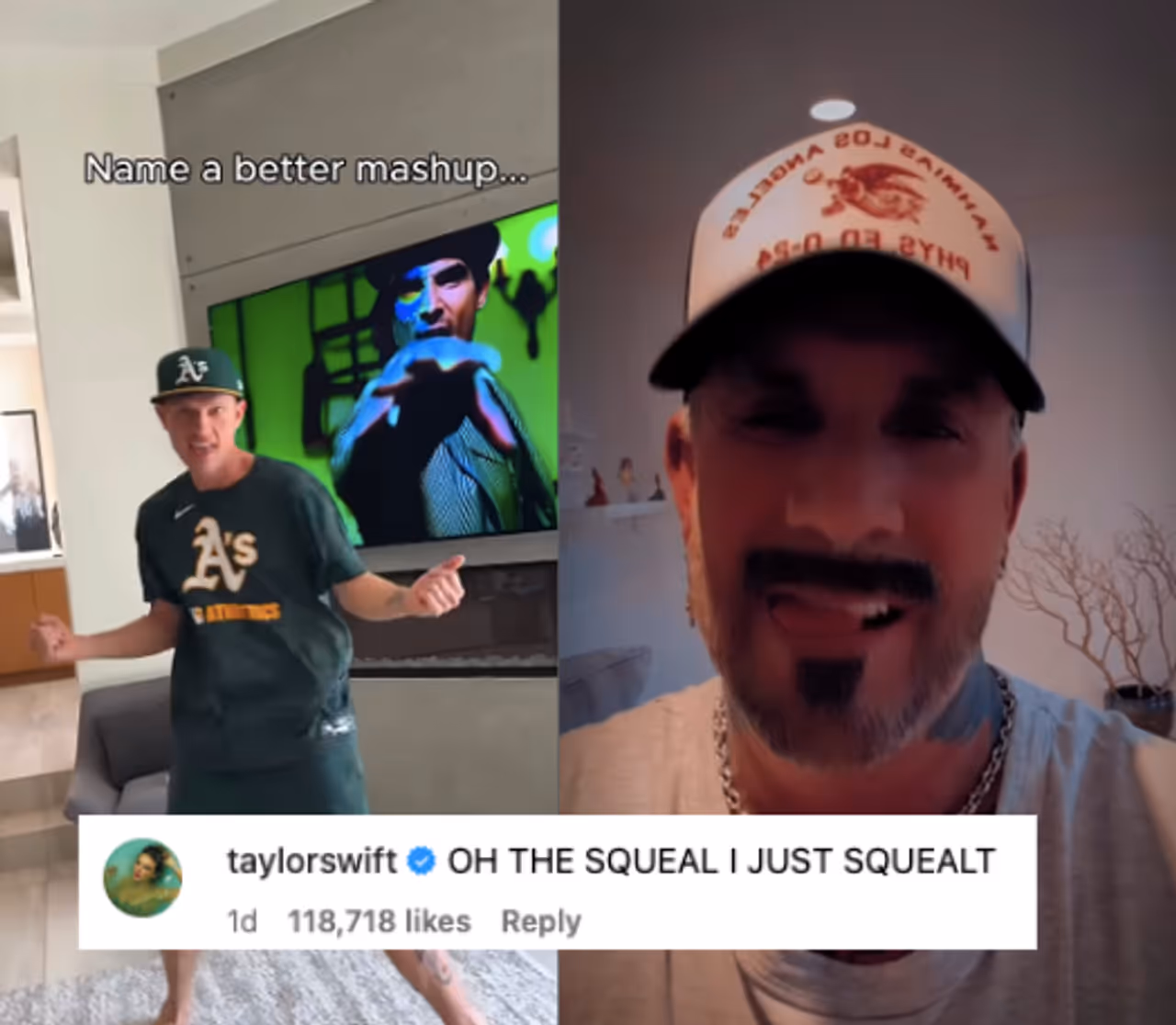 Taylor Swift is losing it over a viral mashup of her new song “Elizabeth Taylor” and Backstreet Boys’ “Everybody,” complete with Nick Carter and AJ McLean dancing to it.
  
 Taylor Swift is losing it over a viral mashup of her new song “Elizabeth Taylor” and Backstreet Boys’ “Everybody,” complete with Nick Carter and AJ McLean dancing to it.